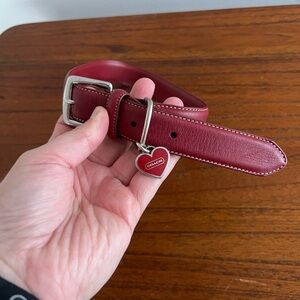 Coach Red Leather Dog Collar Large